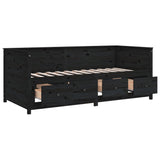 Day Bed without Mattress Black 75x190 cm Small Single Solid Wood Pine 820920