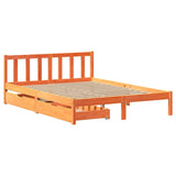 Bed Frame without Mattress Wax Brown 135x190 cm Double Solid Wood Pine 3301488