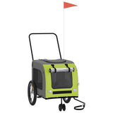 Pet Bike Trailer Green and Grey Oxford Fabric and Iron 93857