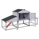 Chicken Coop with Runs and Nest Box Aluminium 41323