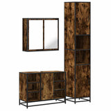 3 Piece Bathroom Furniture Set Smoked Oak Engineered Wood 3301092