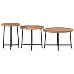 ZNTS Nesting Coffee Tables 3 pcs Solid Wood Mango and Iron 371971