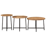 ZNTS Nesting Coffee Tables 3 pcs Solid Wood Mango and Iron 371971