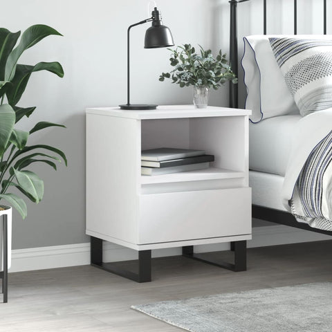 ZNTS Bedside Cabinet White 40x35x50 cm Engineered Wood 830636