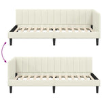 Corner Bed Frame with Headboard Cream 90 x 190 cm Velvet 42016345