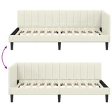 Corner Bed Frame with Headboard Cream 100 cm x 200 cm Velvet 42016365