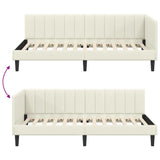 Corner Bed Frame with Headboard Cream 100 x 200 cm Velvet 42016365