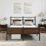 Bed Frame without Mattress Brown Oak 150x200 cm King Size Engineered Wood 4107036