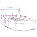 Bed Frame White Solid pinewood Single Durable Bed Frame 810113