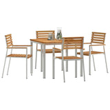 Garden Dining Set 5 pcs Solid Teak Wood and Stainless Steel 3334782