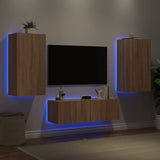 3 Piece TV Wall Cabinets with LED Lights Sonoma Oak 3216876