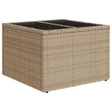 Garden Table with Glass Top Beige 55x55x37 cm Poly Rattan 366058