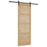 Sliding Door Natural and Black 83 x 232 cm Solid Pine Wood 3445400