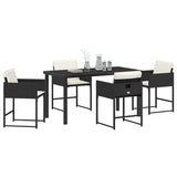 Garden Dining Set with Cushion 5 pcs Black Poly Rattan 3380005