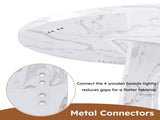 47.24" Round Dining Table for 4 - Farmhouse MDF Table with Marble White Finish, 300lb Capacity, Easy W1196P512185