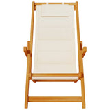 ZNTS Folding Beach Chair with Armrests Cream Acacia Wood & Textilene 4108067