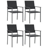 Garden Chair Set of 4 Black PE Rattan, Powder-Coated Steel Medium 3187083
