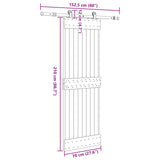 Sliding Door NARVIK Natural and Black 70 x 210 cm 3445263