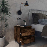 813129 Bed Cabinets with Metal Legs 2 pcs Smoked Oak 40x35x50 cm