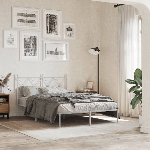 Metal Bed Frame without Mattress with Headboard White 120x190cm 376548