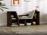 Bookcase Storage Shelf with Cushioned Reading Seat, Cube Bookshelf Organizer for Bedroom Living T3398P328329