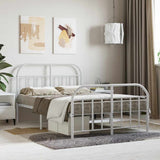 Bed Frame White Powder-Coated Steel Double Bed Frame 353700
