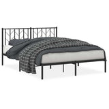 Metal Bed Frame without Mattress with Headboard Black 150x200cm 374439