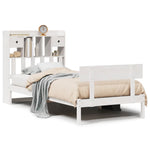 ZNTS Bookcase Bed without Mattress White 90x200 cm Solid Wood Pine 3321829