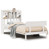 ZNTS Bookcase Bed without Mattress White 90x200 cm Solid Wood Pine 3321829