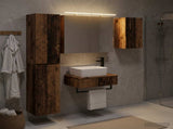 Bathroom Furniture Set 5 pcs Old Wood Engineered Wood and Glass 3407269