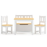 4 Piece Children Table and Chair Set White and Beige MDF 10412