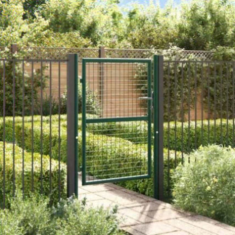 Fence Gate Steel 100x125 cm Green 145733