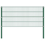 Fence Panel with Posts Iron 1385x80 cm Green 278611
