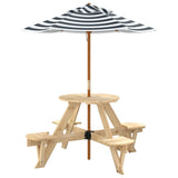Picnic Table for 4 Kids with Umbrella Round Solid Wood Fir 3281622