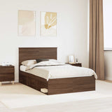Bed Frame with Headboard Brown Oak 120 x 200 cm Solid Pine Wood 3411034