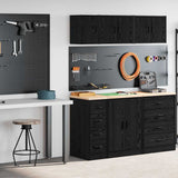 Garage Cabinets 2 pcs Black Engineered Wood 3328315