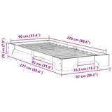 Bed Frame Brown 90 x 220 cm Solid Pine Wood 872916