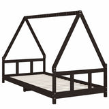 Kids Bed Frame Black 90x200 cm Solid Wood Pine 834455