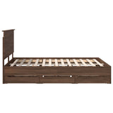 Bed Frame with Drawer Brown Oak 150 x 200 cm Engineer Wood 3411109