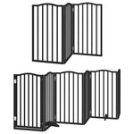 Dog Gate with Door Foldable 15 Panels Black 750 cm Poplar Wood 3155602