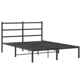 Metal Bed Frame without Mattress with Headboard Black 135x190cm 355364