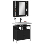ZNTS 2 Piece Bathroom Furniture Set Black Engineered Wood 3214715