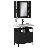 ZNTS 2 Piece Bathroom Furniture Set Black Engineered Wood 3214715