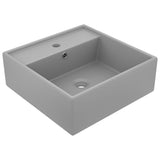 Luxury Basin Overflow Square Matt Light Grey 41x41 cm Ceramic 146949