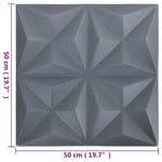 3D Wall Panels 24 pcs 50x50 cm Origami Grey 6 m² 150921
