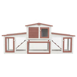 170844 Outdoor Large Rabbit Hutch Brown and White 201x45x85 cm Wood