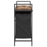 Laundry Basket 3 Compartments with Shelf Smoked Oak 859062
