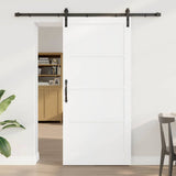 Sliding Door White and Black 93 x 202 cm Solid Pine Wood 3333207
