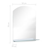 Wall Mirror with Shelf 50x70 cm Tempered Glass 249432