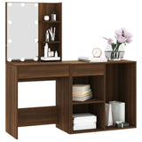 LED Dressing Table with Cabinet Brown Oak Engineered Wood 3120187